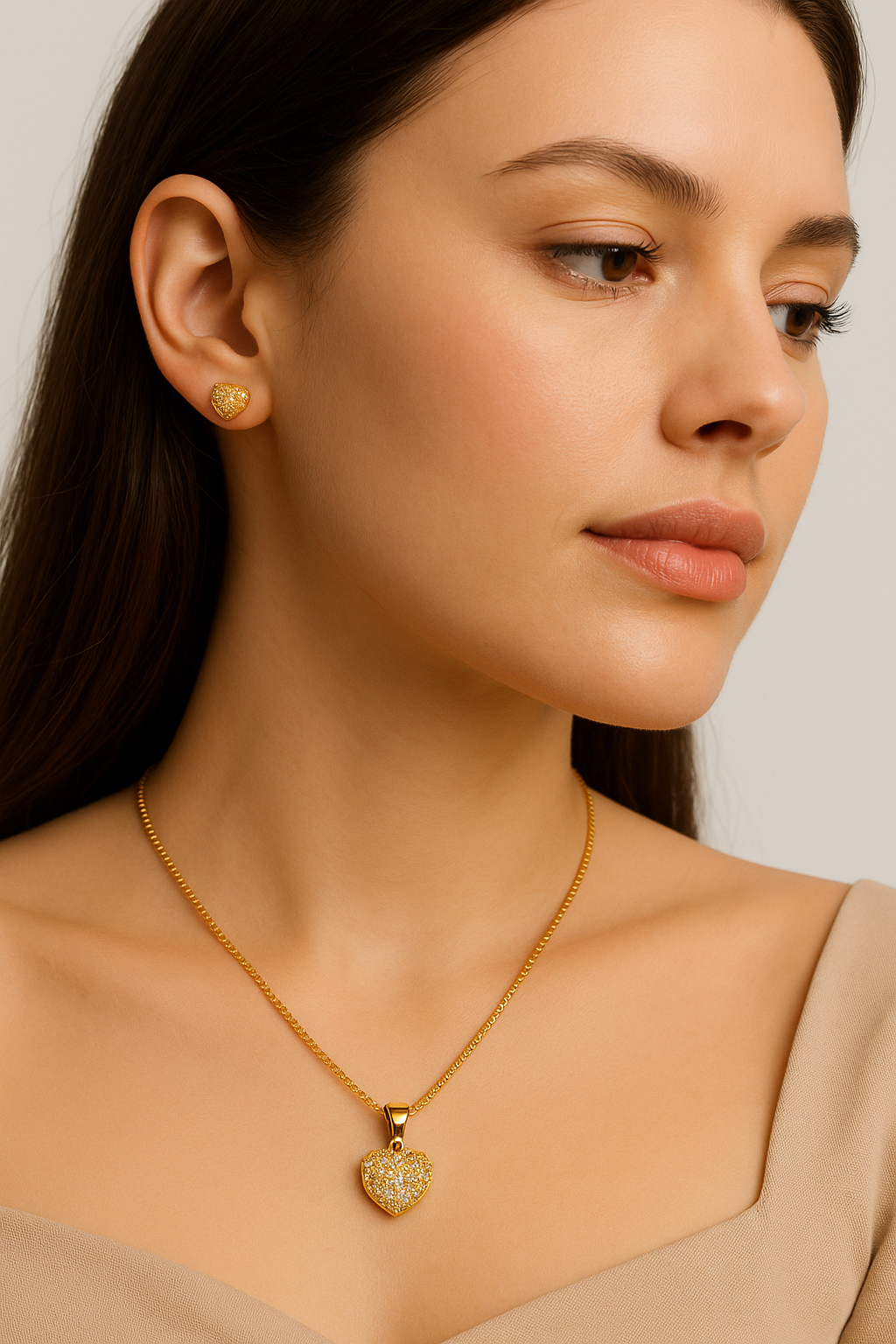 Set Corazon con piedras