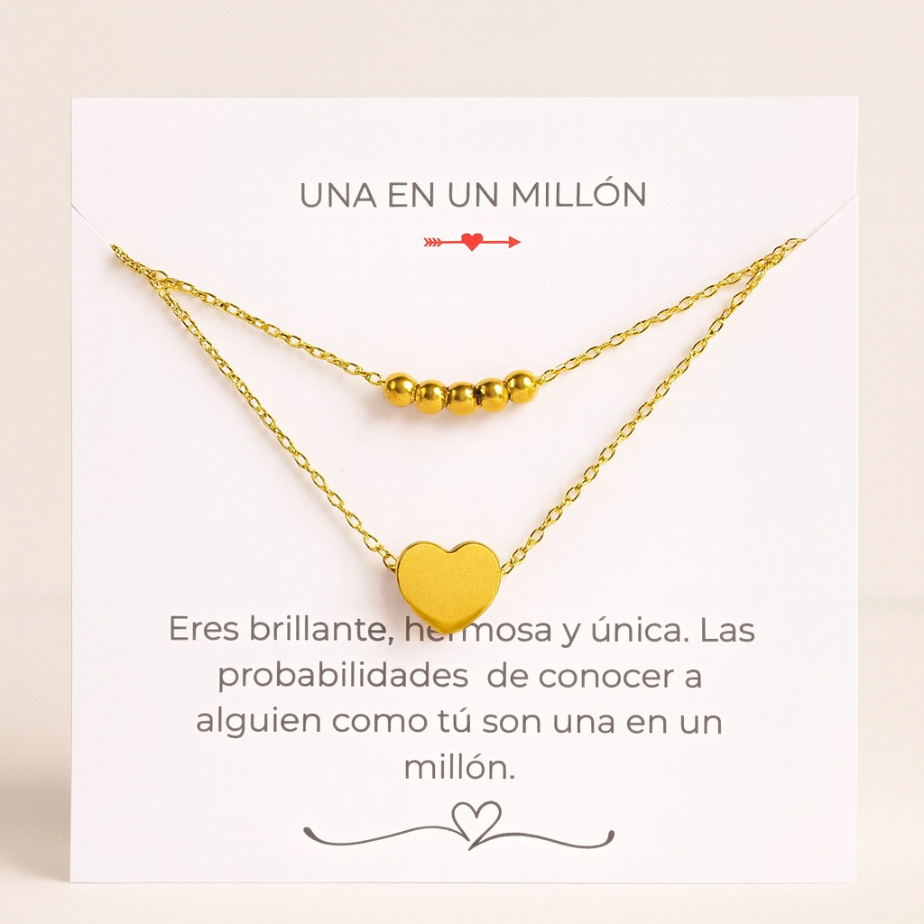 Collar "Una en un Millón" - Dorado con Corazón y Mensaje
