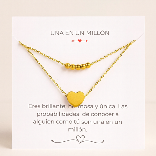 Collar "Una en un Millón" - Dorado con Corazón y Mensaje