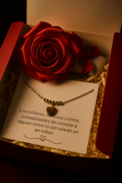 Collar "Una en un Millón" - Dorado con Corazón y Mensaje